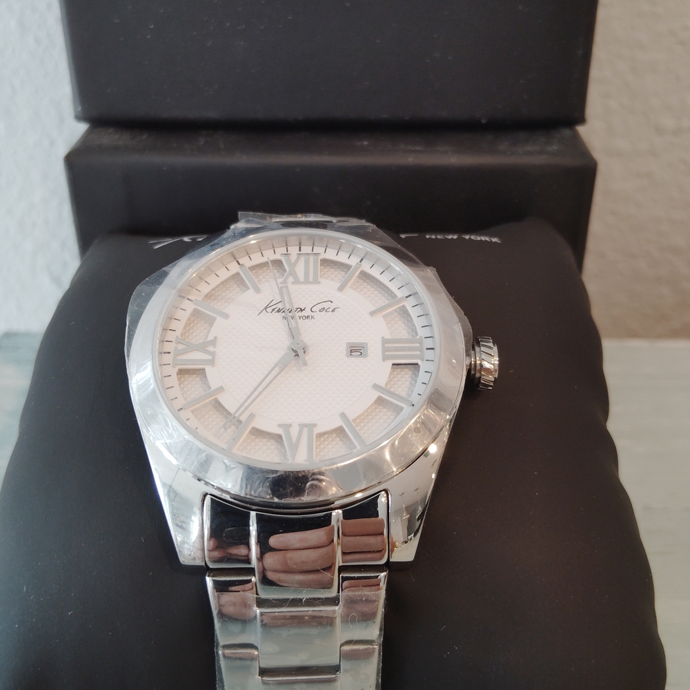 Kenneth Cole Silver Watch with White Dial